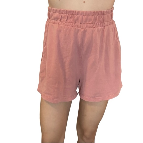 Zara Pull On Shorts Pink High Waisted Cotton Casual Lounge Summer Size Medium - Picture 3 of 3